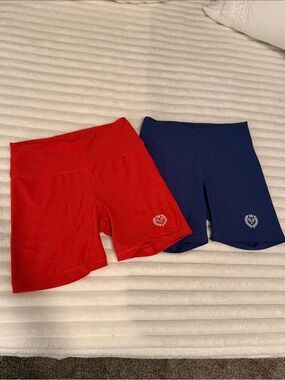 High-Waist Women's Bike Shorts — Red & Navy